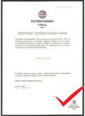Certifikát - Důvěryhodná firma 2014