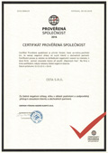 Certifikát - Prověřená společnost 2016